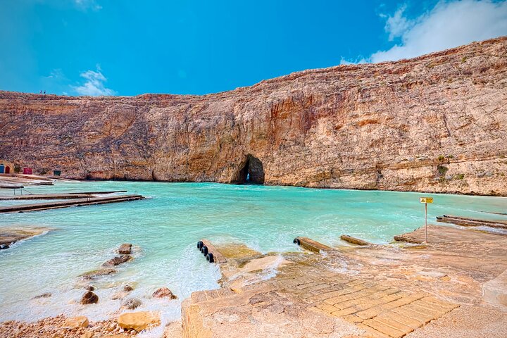 Sea Cave forming a straight tonnel to the open sea