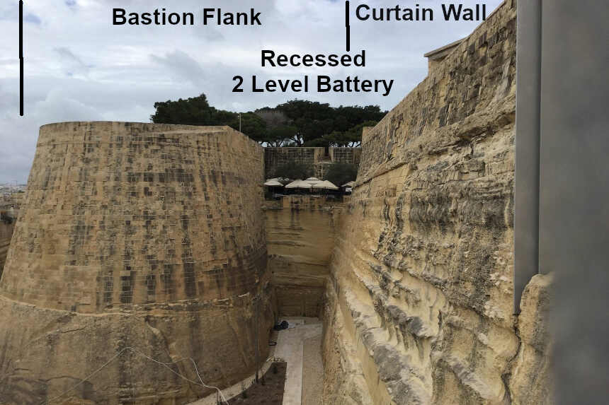 Rounded & recessed Flank of St. Johns Bastion